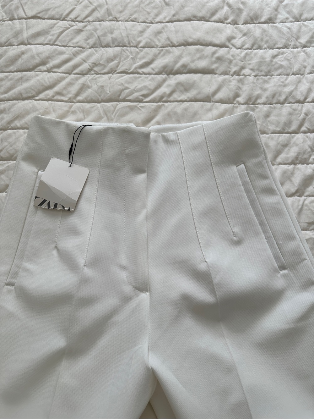 Zara White Women's Tailored High-Rise Dress Pants - Picture 2 of 5